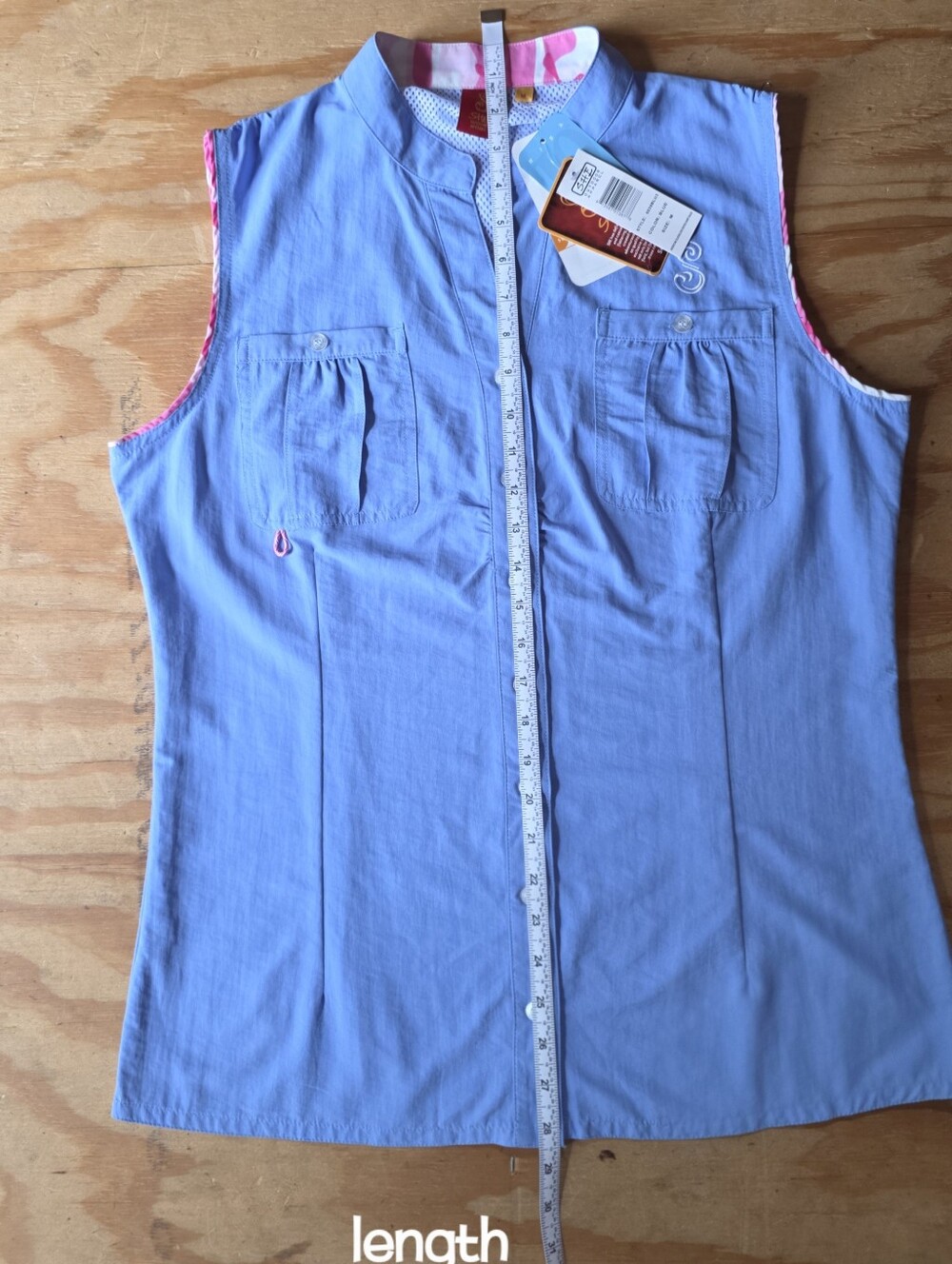 SHE outdoor Sleeveless Blue Button-Front Women's Top #TK48 - Picture 5 of 16